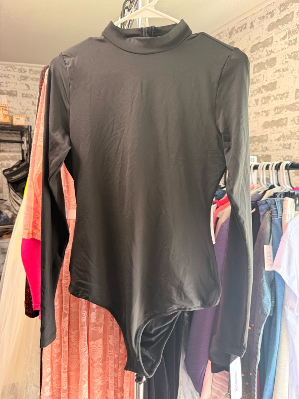 Hurley Black Long Sleeve Mock Neck Bodysuit
